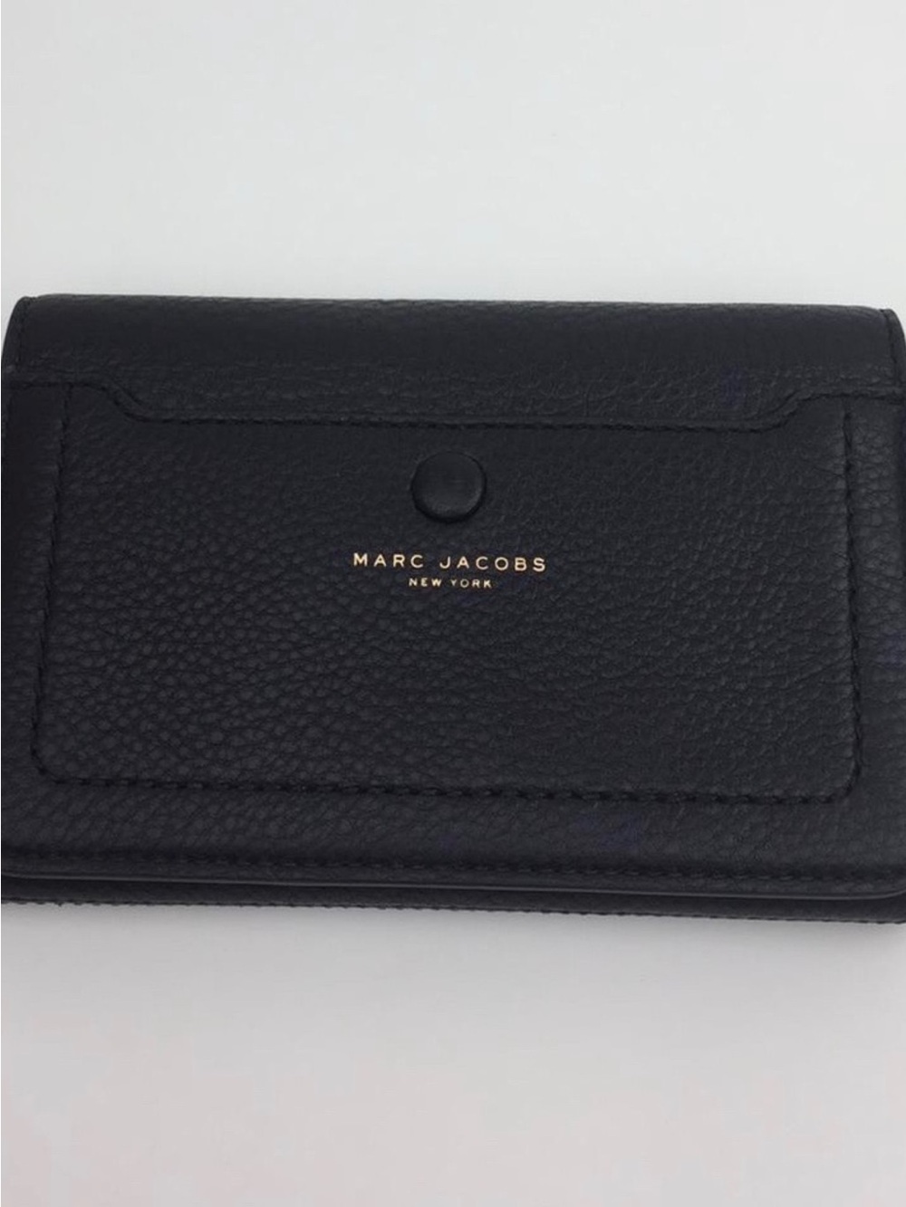 Marc Jacobs Black Pebbled Leather Wallet with Gold Logo